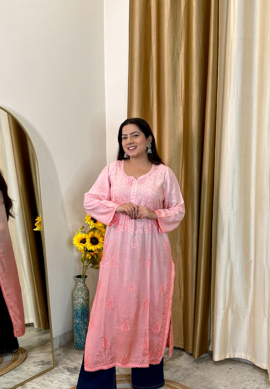 Noor Muslin Chikankari Long Kurti