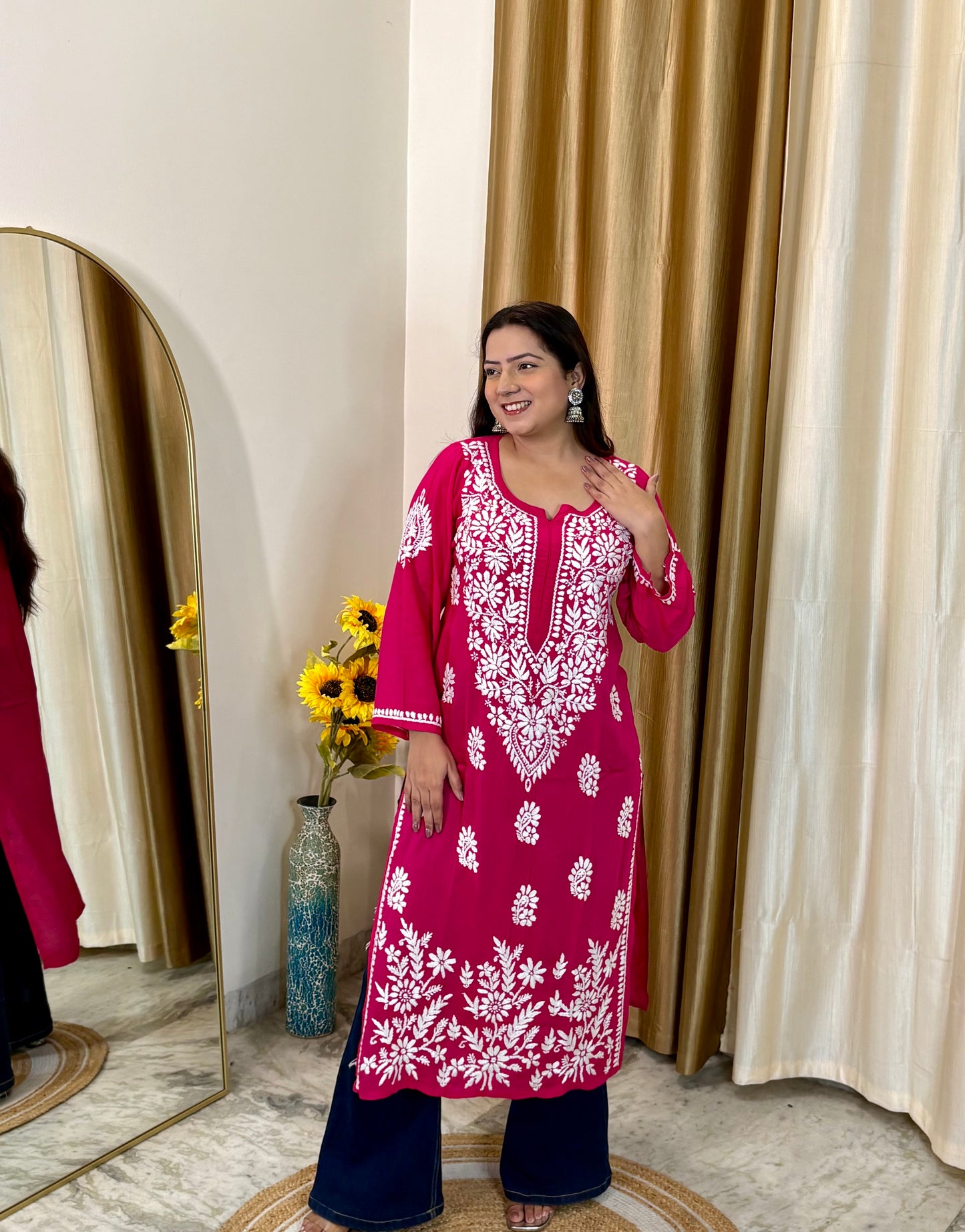 Noor Handcrafted Chikankari Modal Kurti