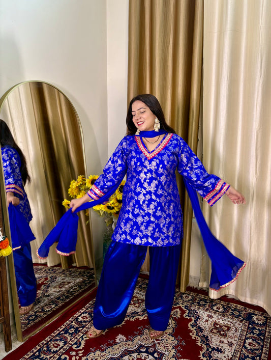 Banrasi Royal Blue Dola Silk Suit