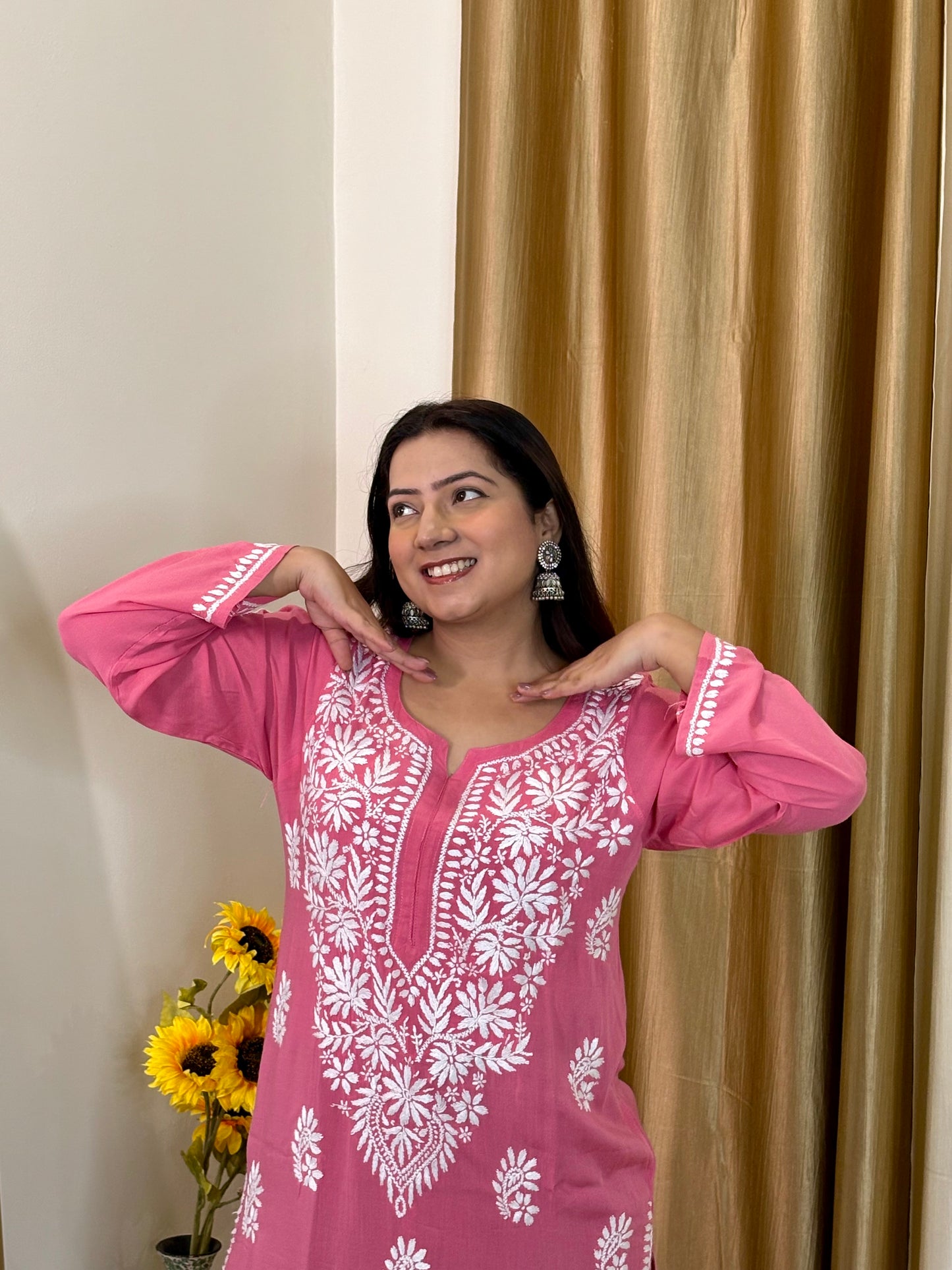 Noor Handcrafted Chikankari Modal Kurti