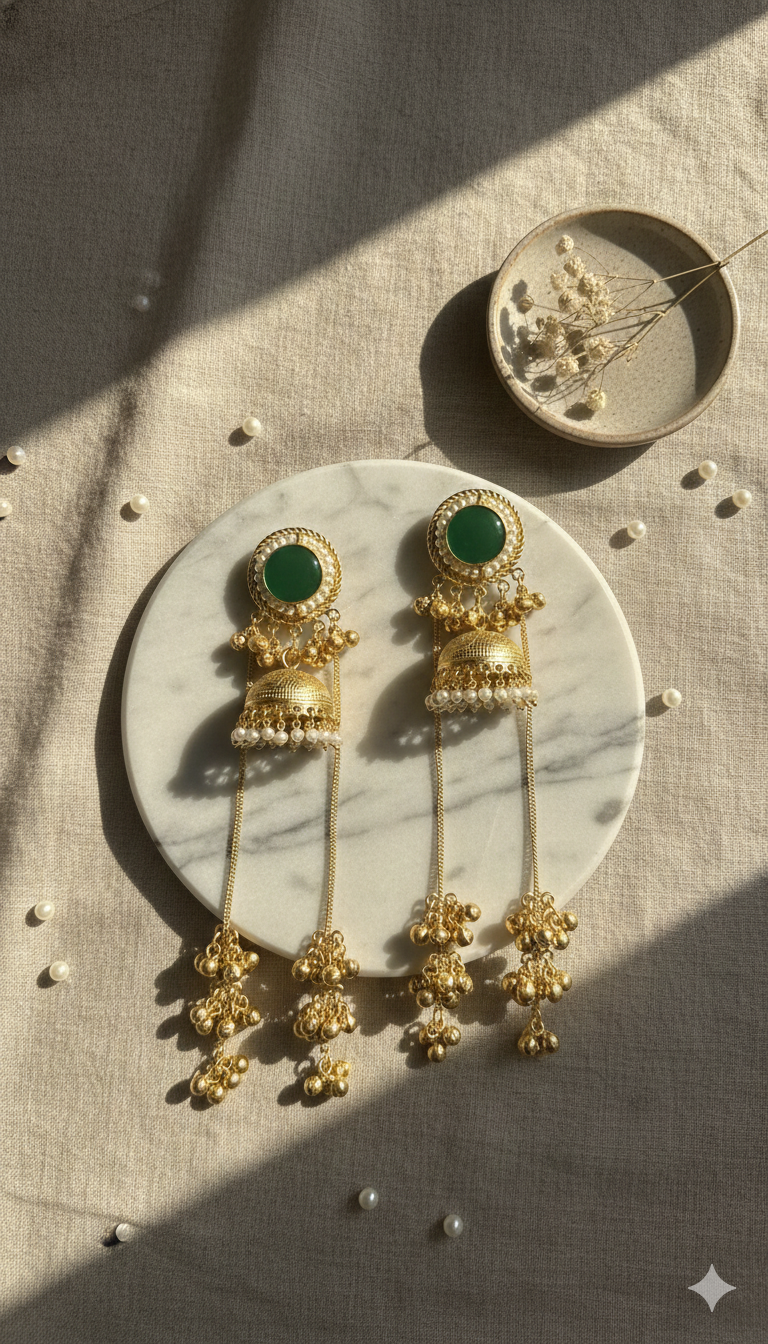 Emerald Baadal Long Jhumka
