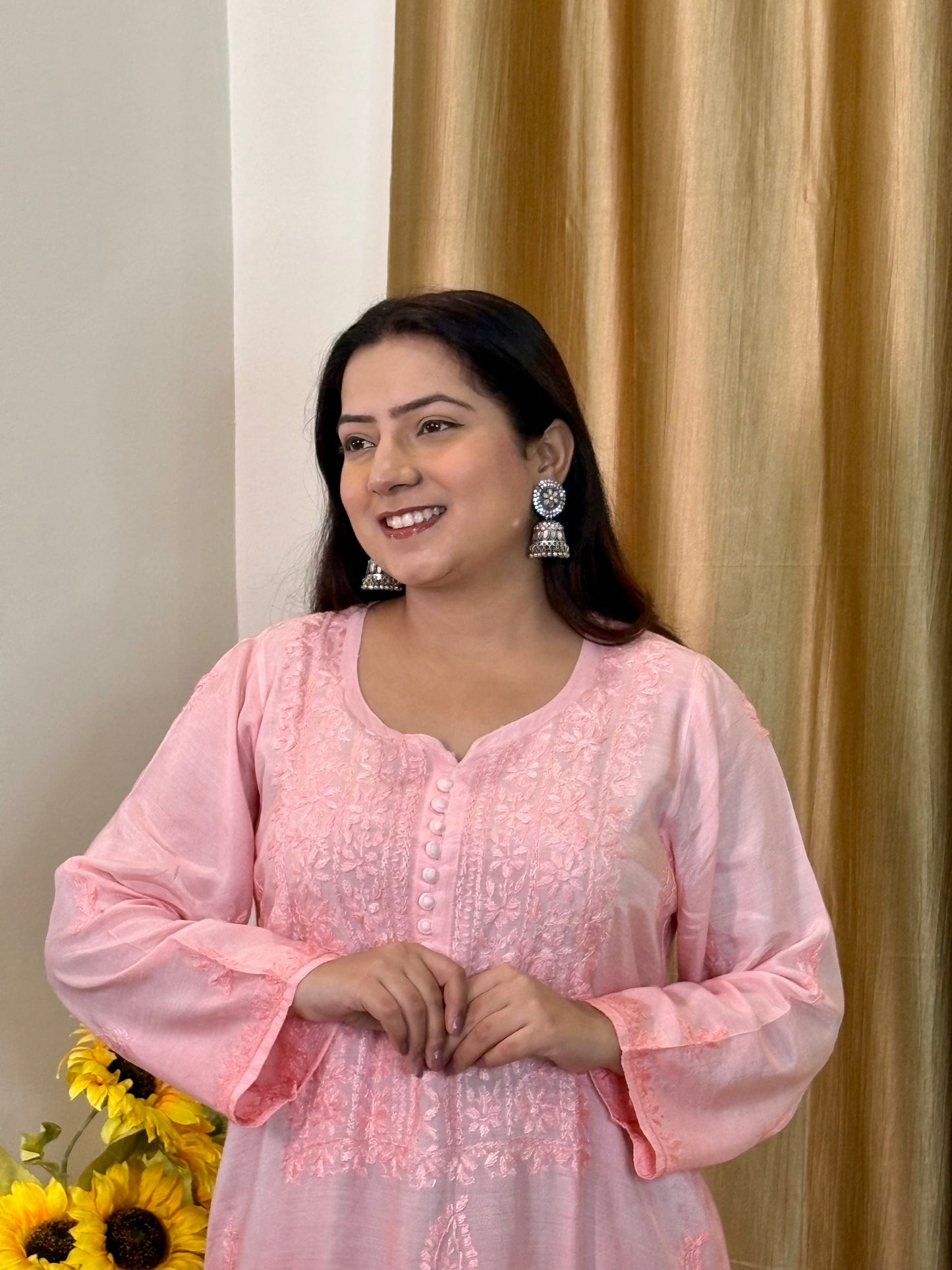 Noor Muslin Chikankari Long Kurti