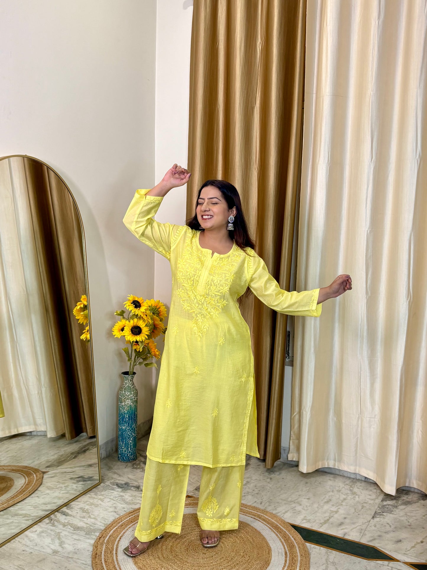 Noor Mul Chanderi Chikankari Coord Set