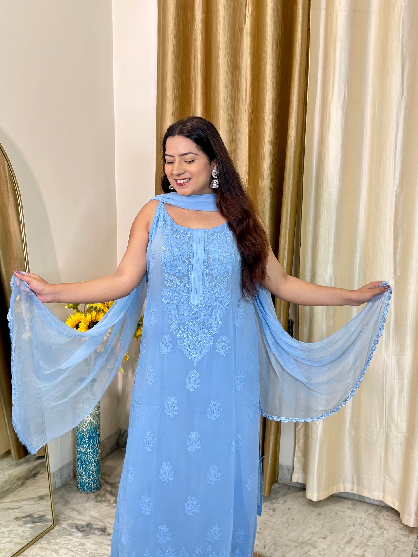 Noor Viscose Chikankari Suit Set – 3 Piece