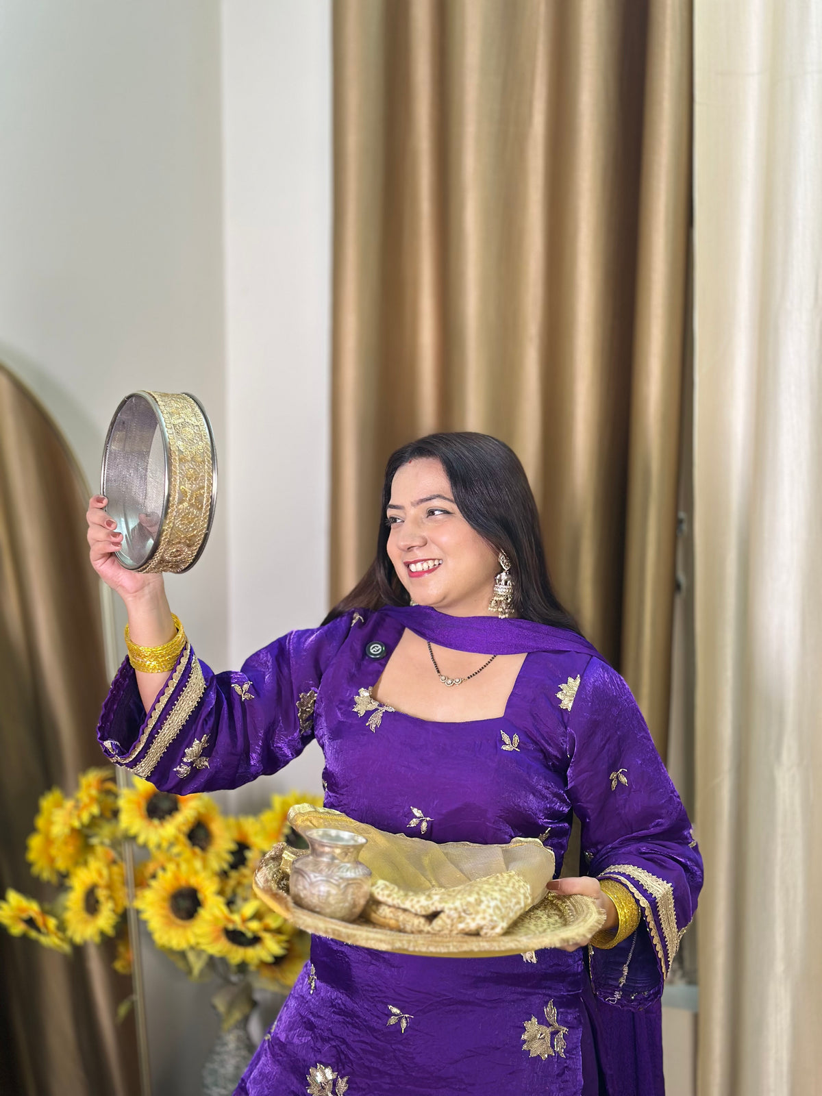 Embroidered Purple Farshi Suit