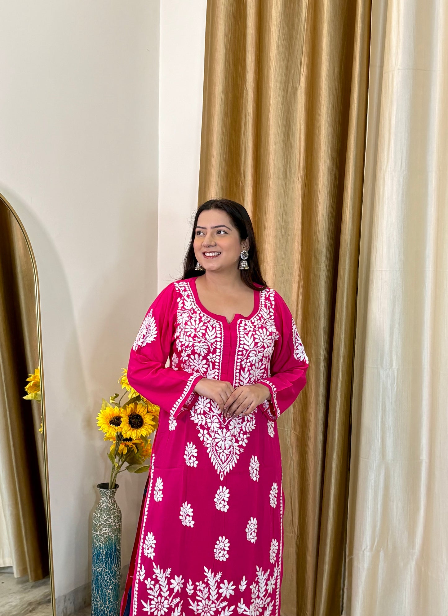 Noor Handcrafted Chikankari Modal Kurti