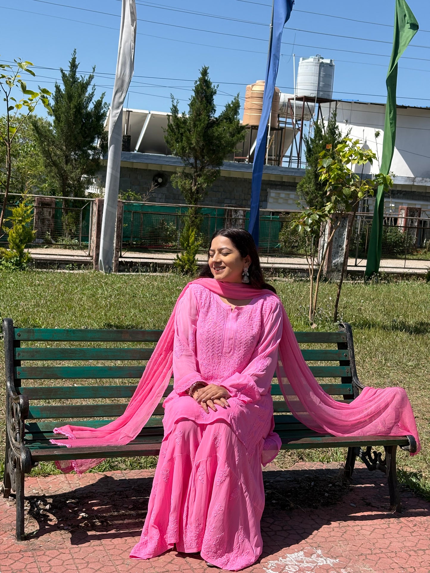Noor Viscose Chikankari Mukaish Suit Set – 4 Piece
