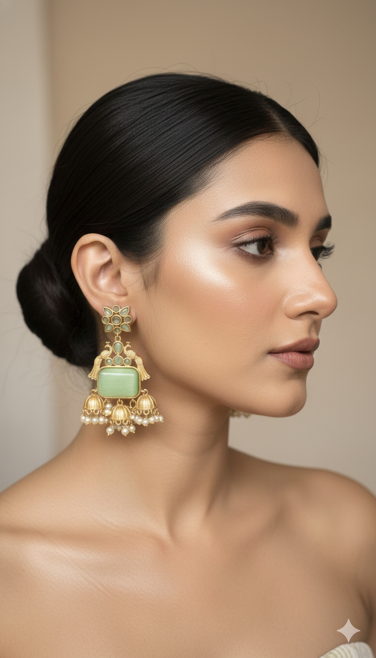 Rani Mint Brass Jhumka