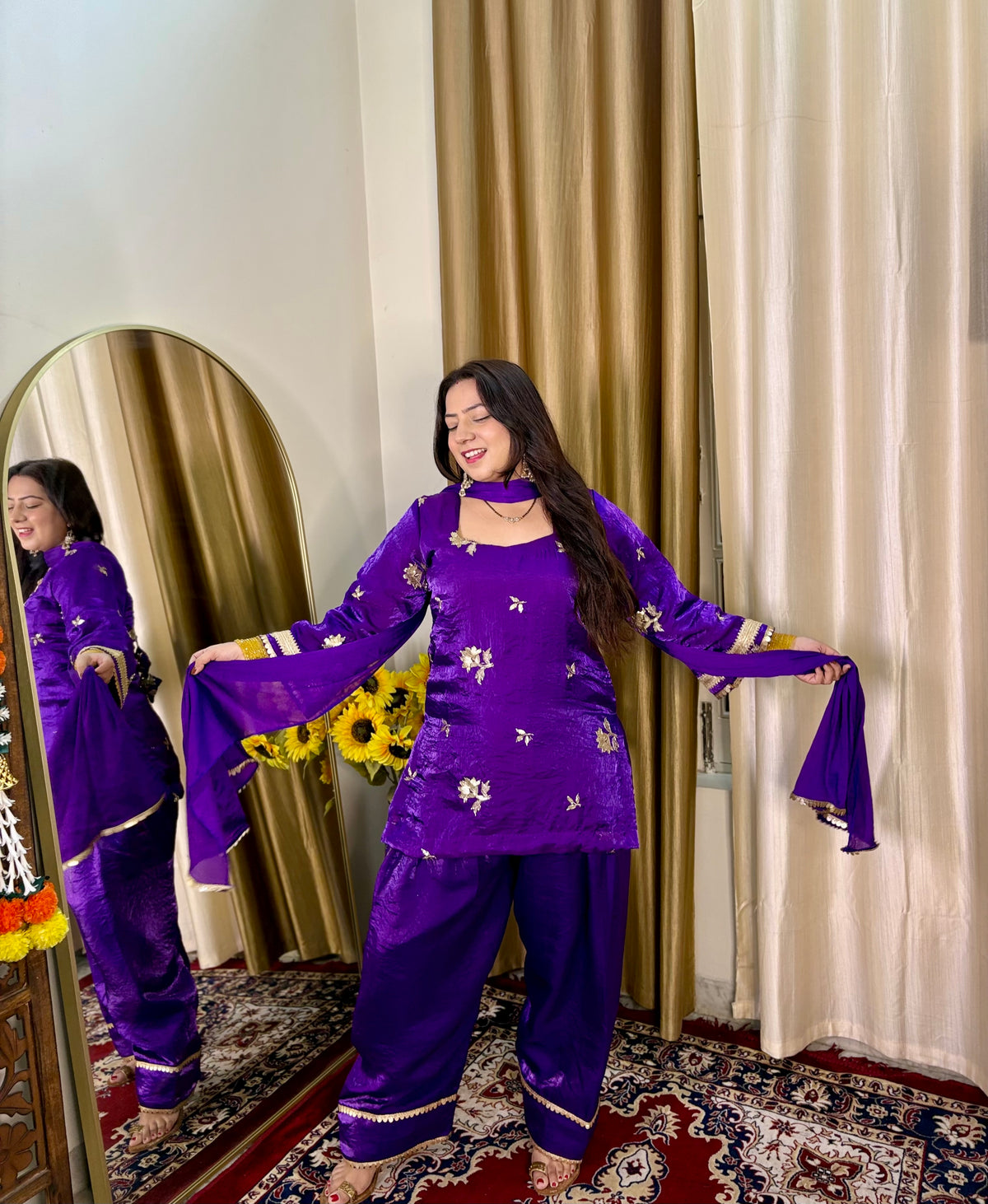 Embroidered Purple Farshi Suit