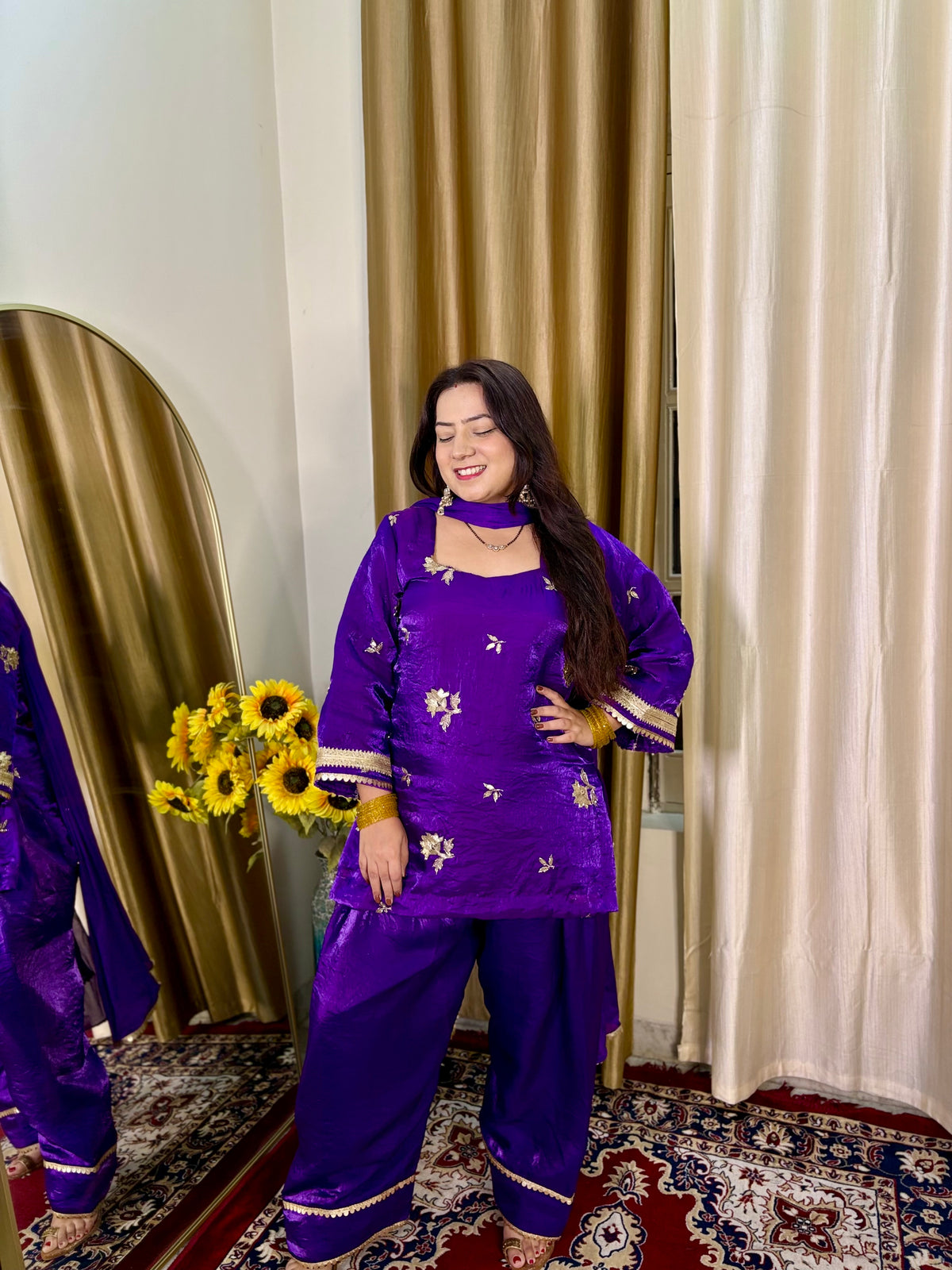Embroidered Purple Farshi Suit