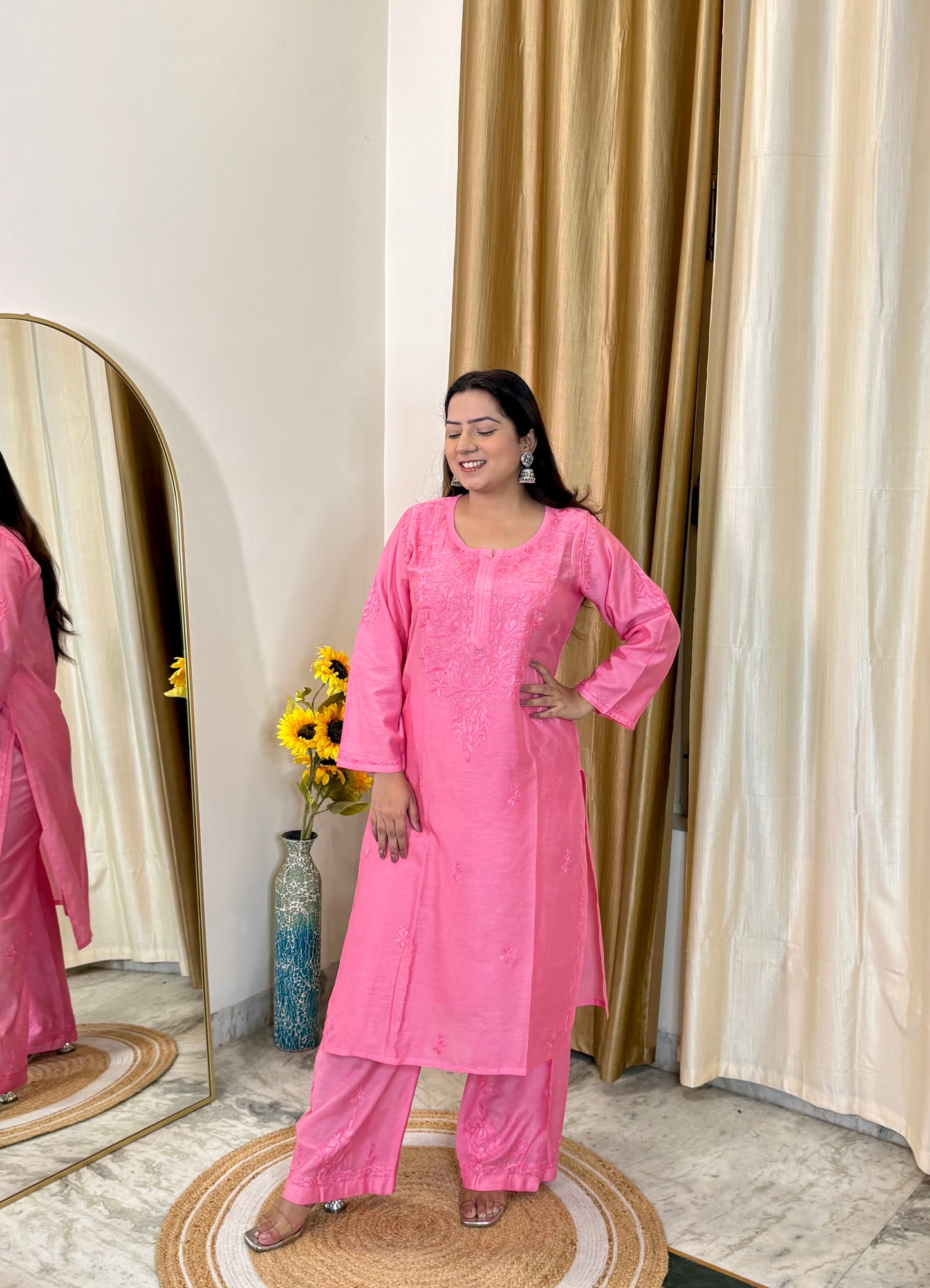 Noor Mul Chanderi Chikankari Coord Set