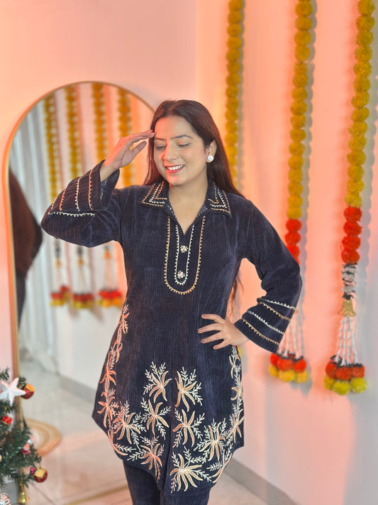 Blue Cotrise Winter Co-ord