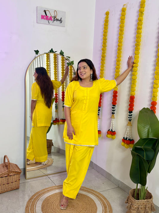 Yellow Farshi Salwar Co-ord Set