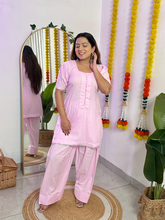 Baby Pink Farshi Salwar Co-ord Set
