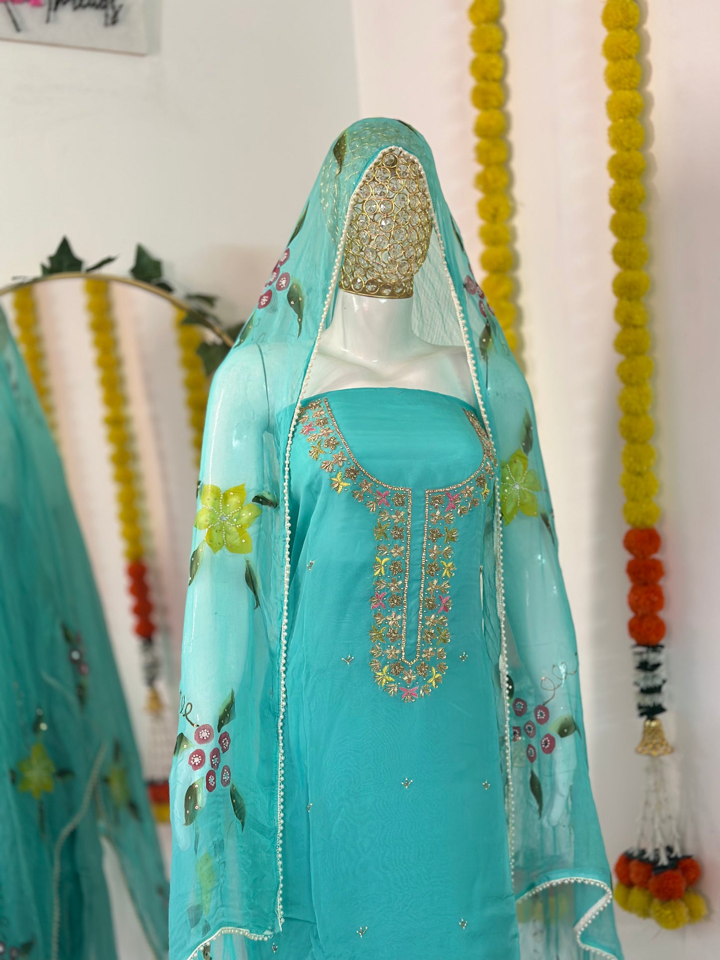 Pure Viscose Embroidered Suit
