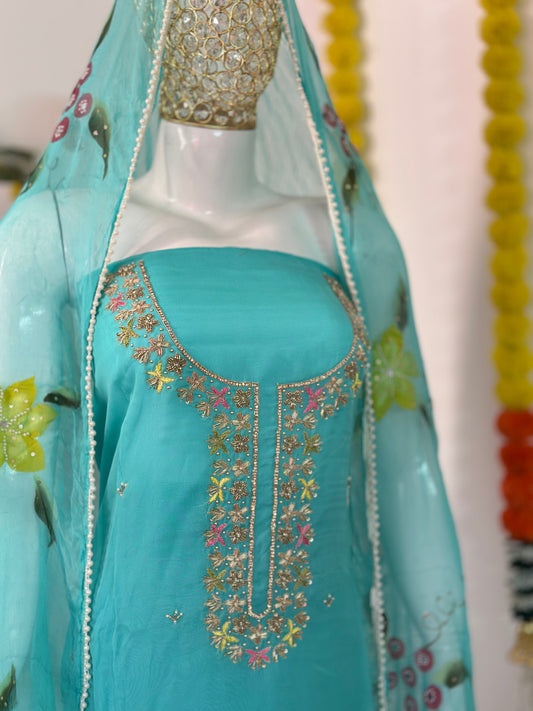 Pure Viscose Embroidered Suit
